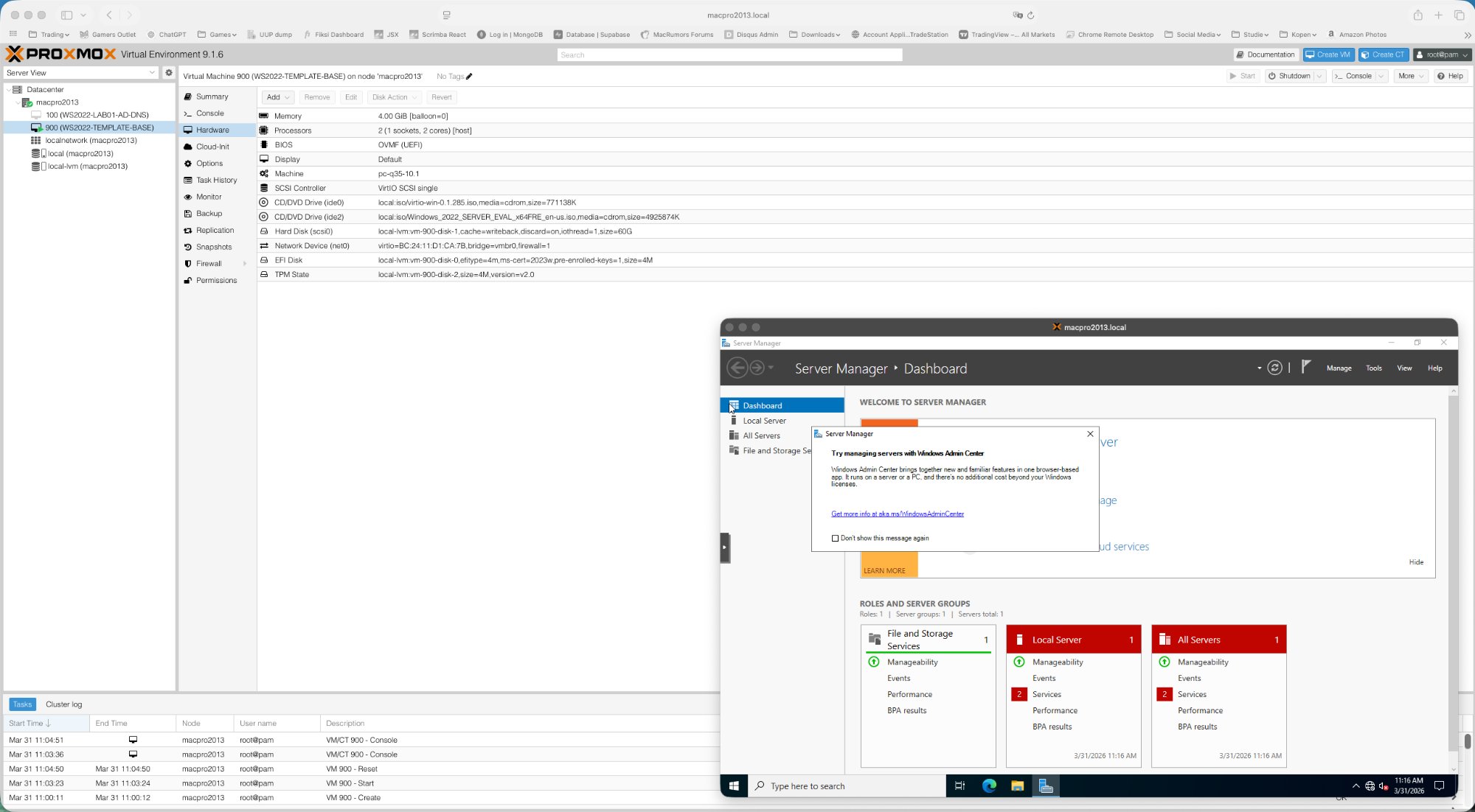 Server Manager Dashboard