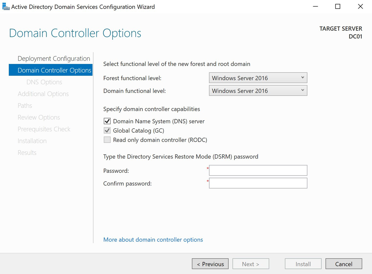 Domain Controller Options