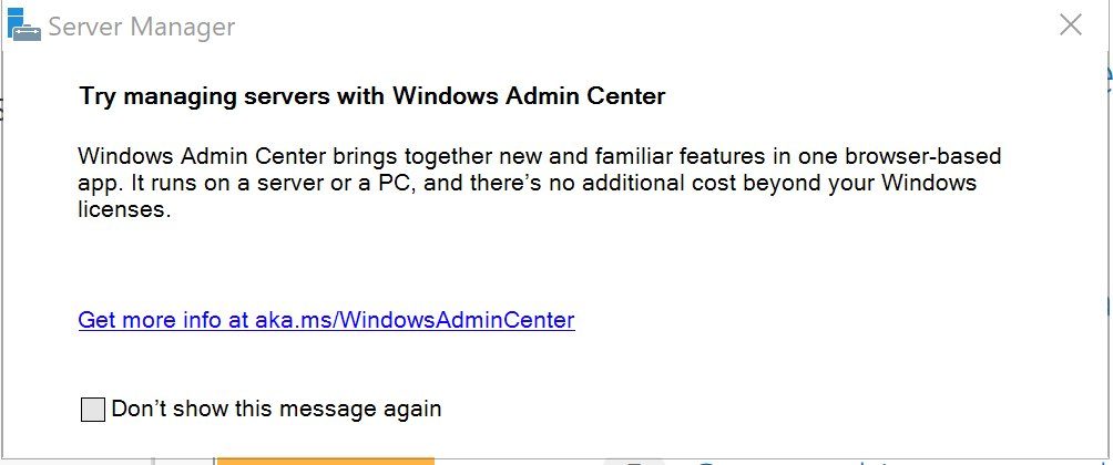 Windows Admin Center melding